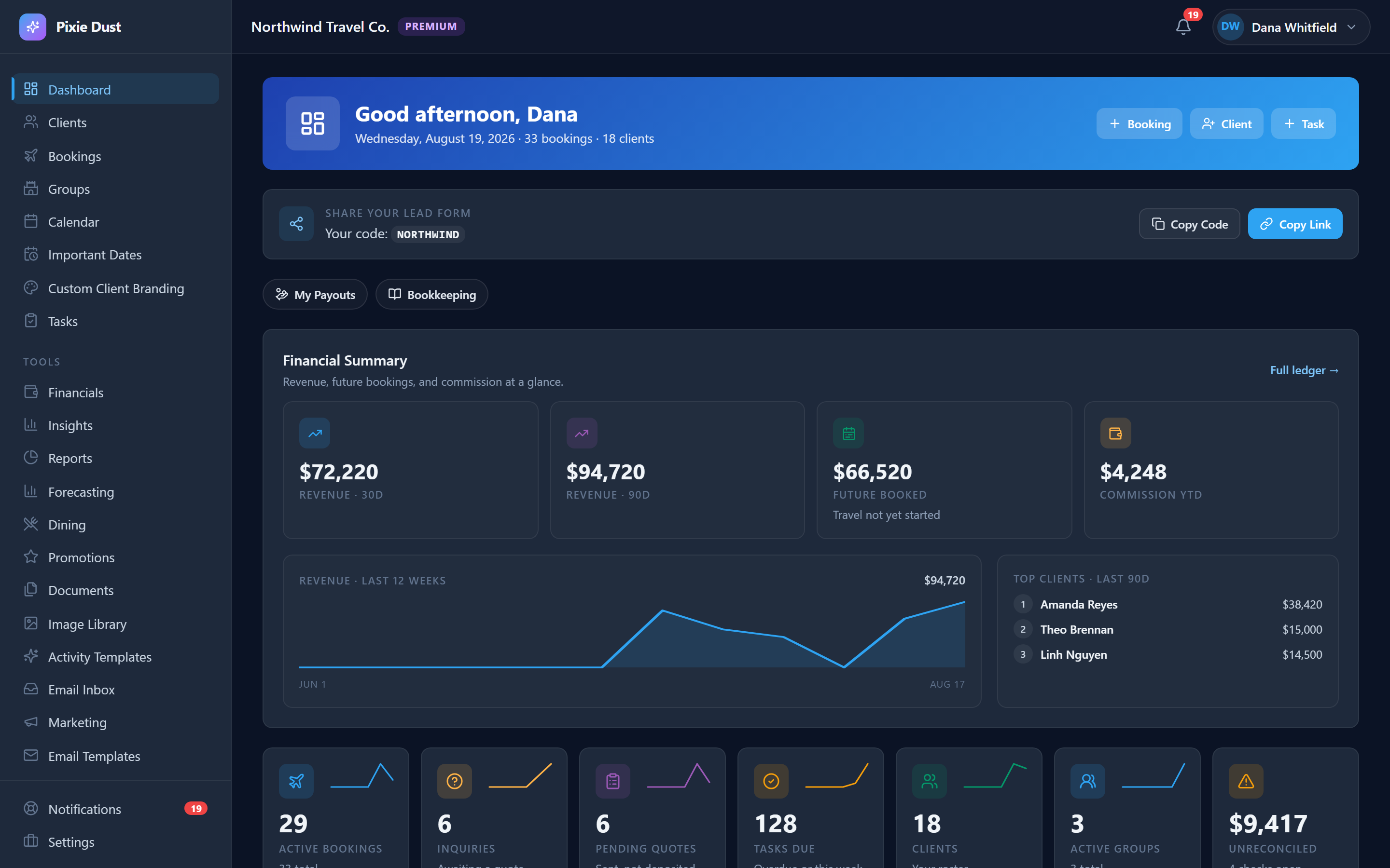 Features | Pixie Dust CRM — Tools Built for Travel Agents
